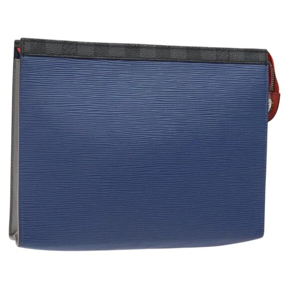 LOUIS VUITTON Epi Pochette Voyager MM Pouch Blue M62912 LV Auth 127163 - Picture 1 of 16